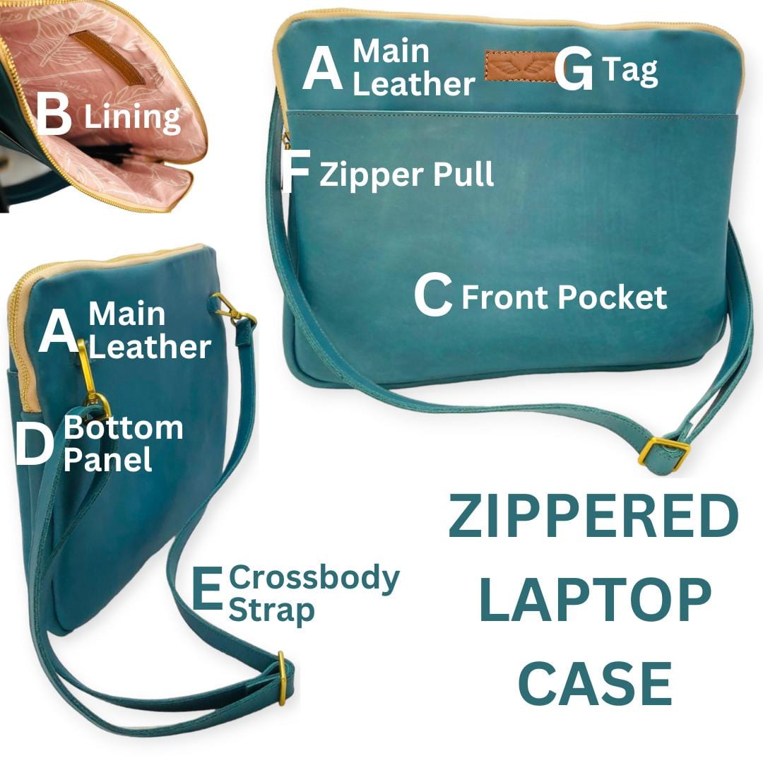 Zippered 14" Laptop Case, Leather, Customizable ARISE KOLLECTIONS