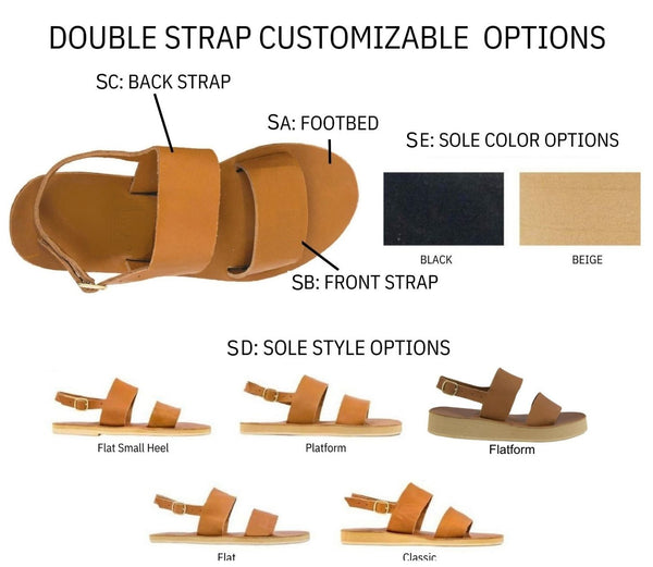 Double Strap Sandal, Leather, Customizable