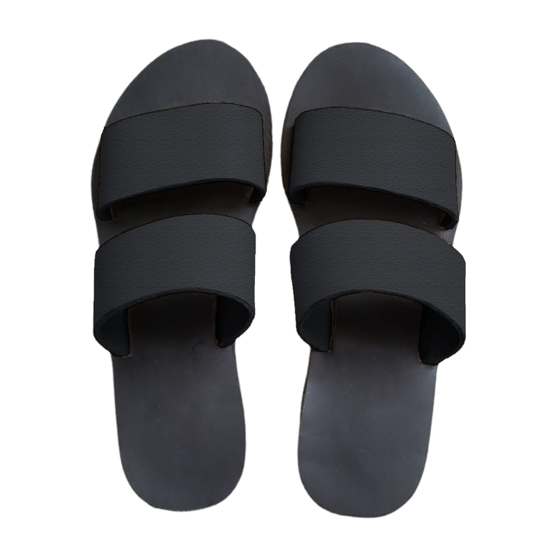 Hope Sandal, Leather, Black Footbed on Wedge, Made to Order