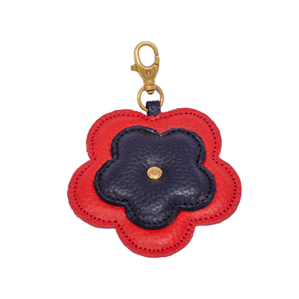 Flower Bag Charm, Leather, Customizable
