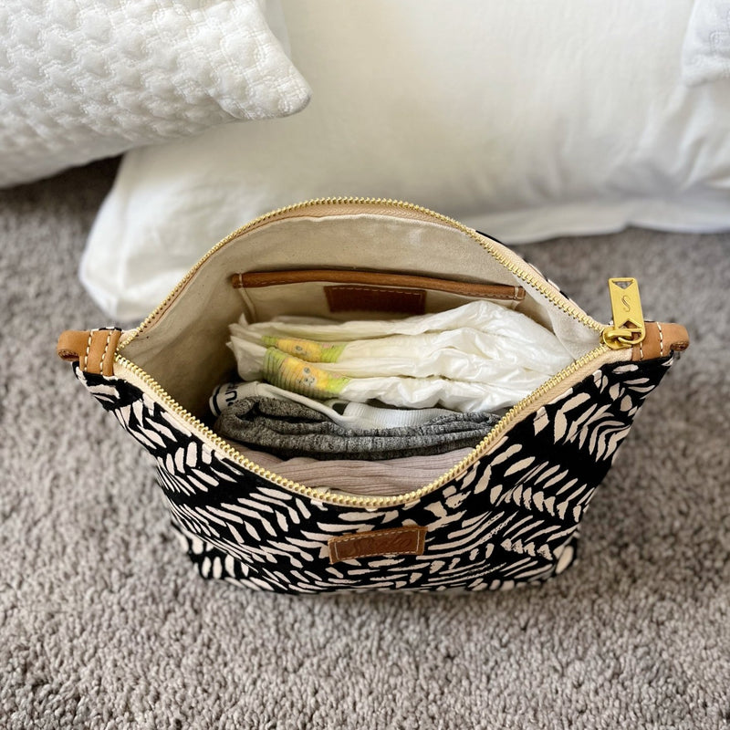 Cosmetic Carryall, Canvas with Leather Accents