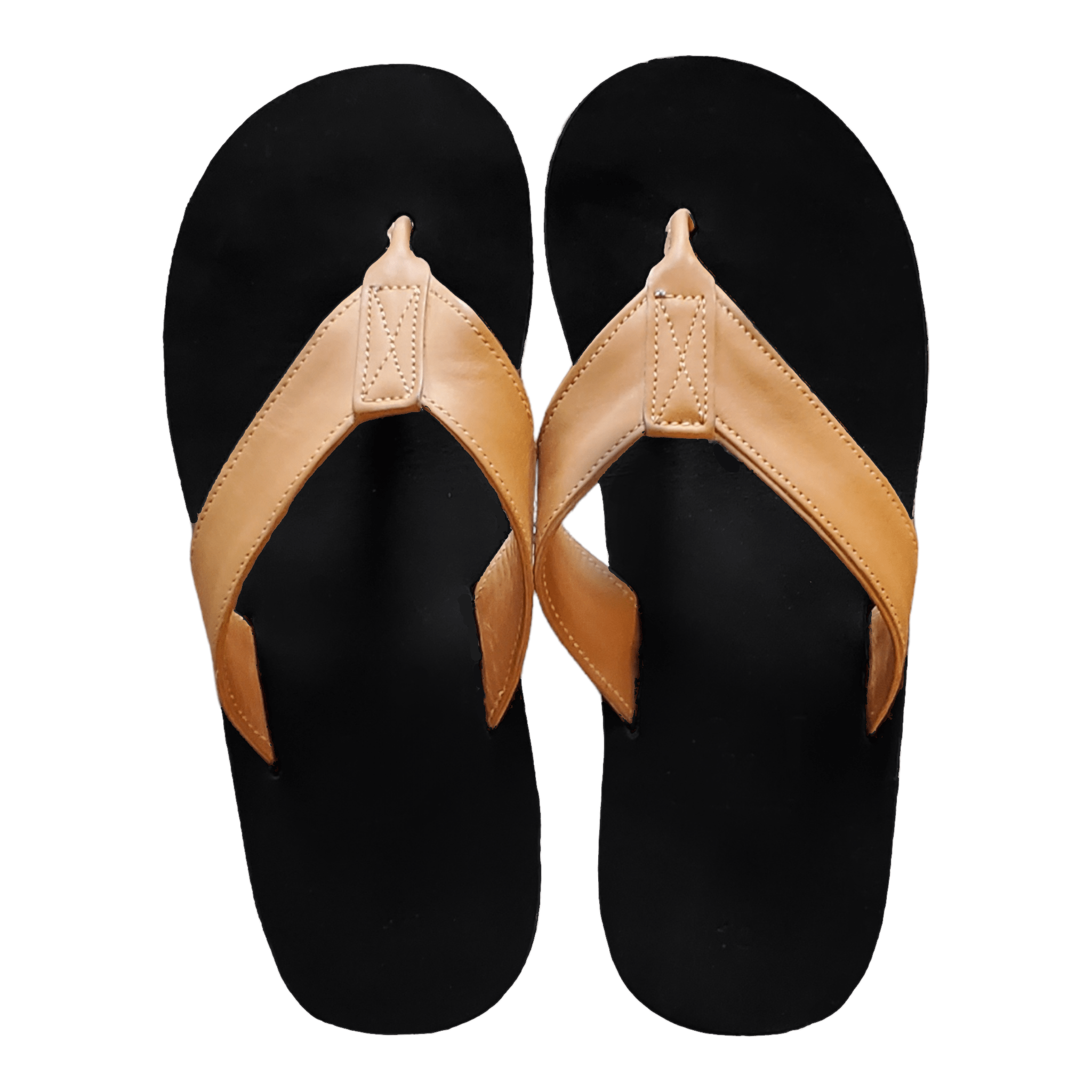 Men's Leather Flip Flop Sandal, Classic Black Sole & Footbed, Made to