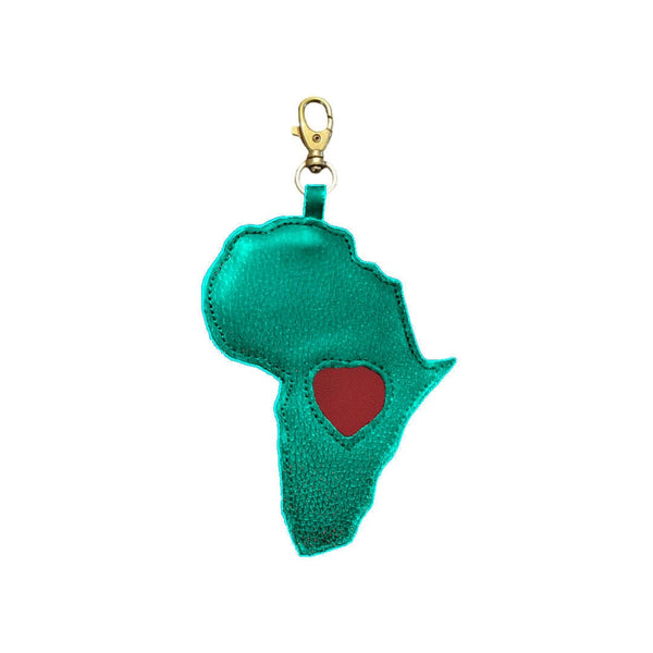 Africa Bag Charm, Leather, Customizable