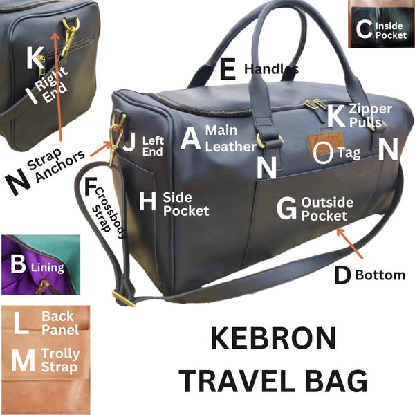 Kebron Travel Bag, Leather, Customizable