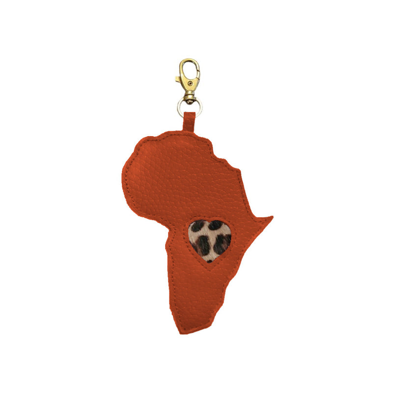 Africa Bag Charm, Leather, Customizable