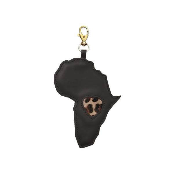 Africa Bag Charm, Leather, Customizable