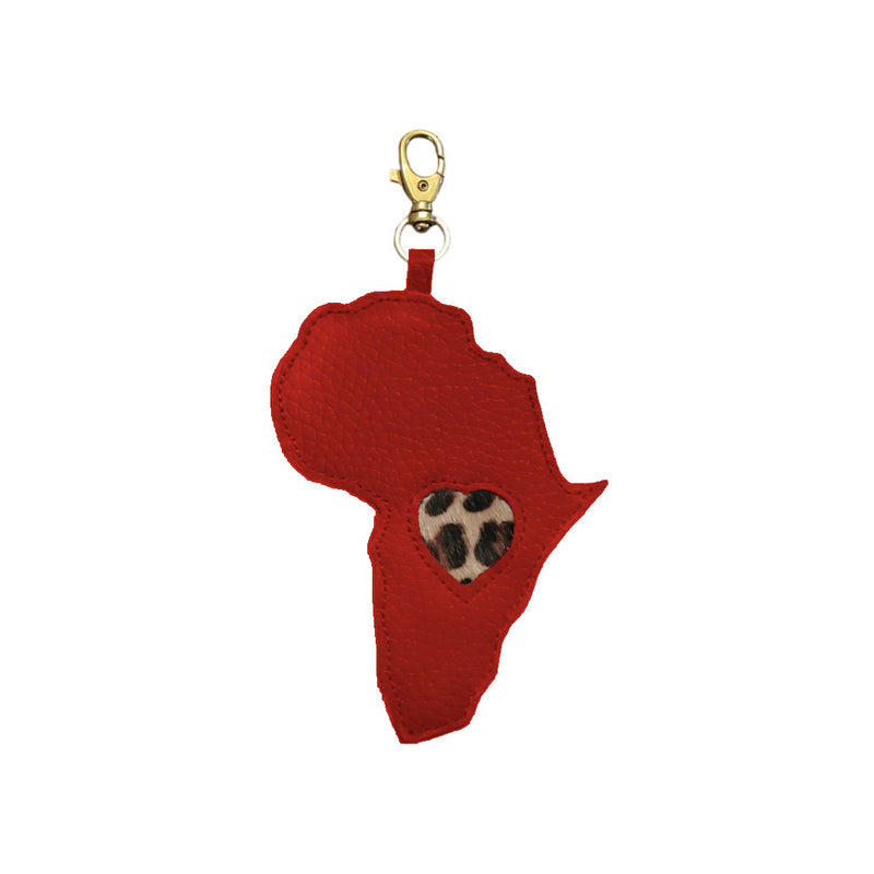 Africa Bag Charm, Leather, Customizable