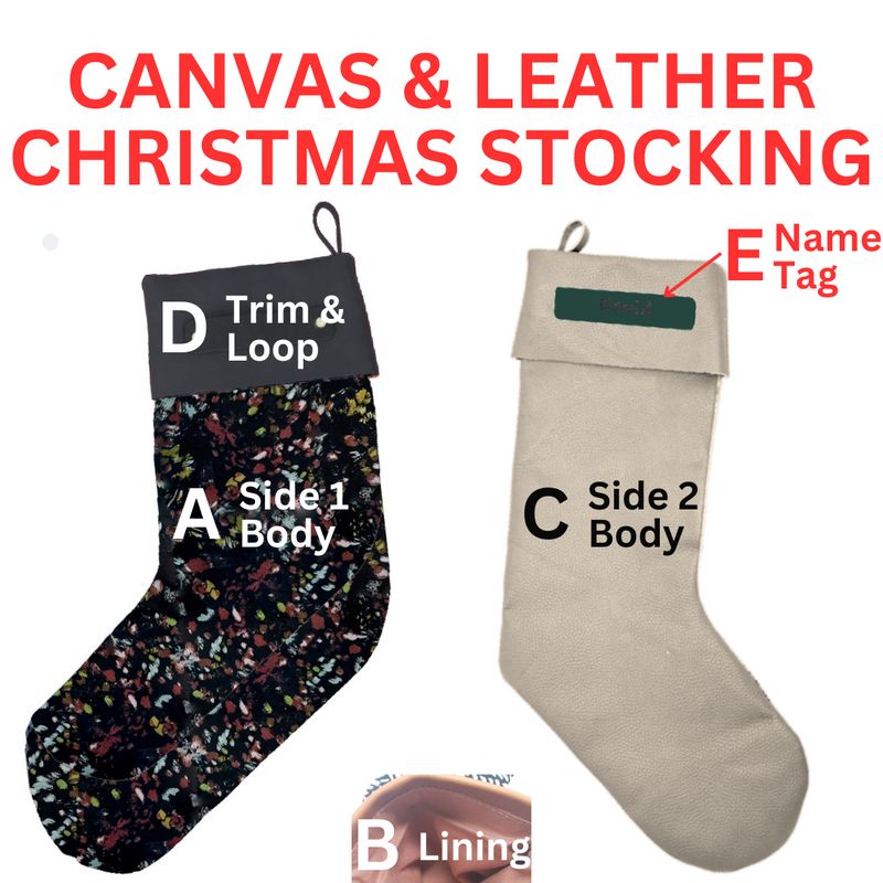 Christmas Stocking, Canvas and Leather, Customizable