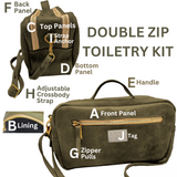 Double Zip Toiletry Kit, Leather, Customizable