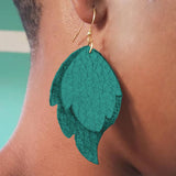 Earrings, Leather, Stacked Leaf, 2 Layers, Made to Order