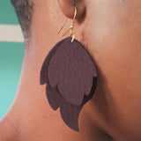 Earrings, Leather, Stacked Leaf, 2 Layers, Made to Order