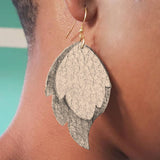 Earrings, Leather, Stacked Leaf, 2 Layers, Made to Order