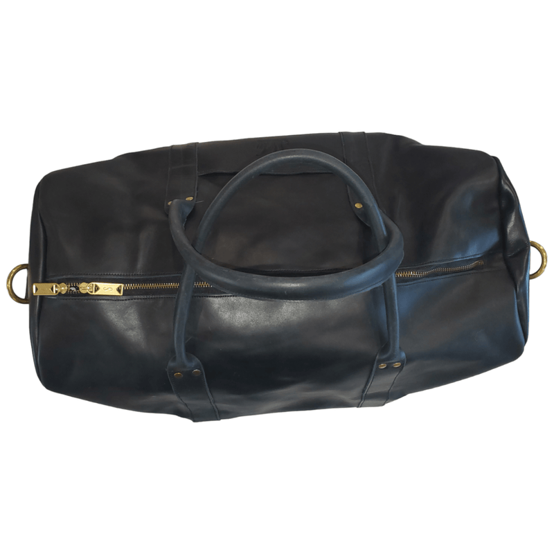 Travel Duffle Bag, Black Oiled Leather, Available in US Only, One of Kind