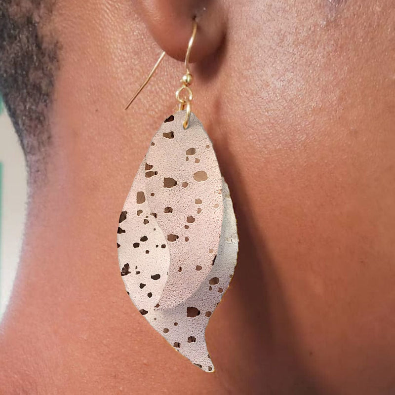 Earrings, Leather, Paisley, 2 Layers, Made to Order