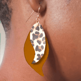 Earrings, Leather, Paisley, 2 Layers, Customizable