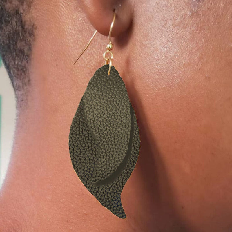 Earrings, Leather, Paisley, 2 Layers, Made to Order