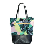 Zippered Bucket Bag, Canvas and Leather