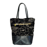 Zippered Bucket Bag, Canvas and Leather