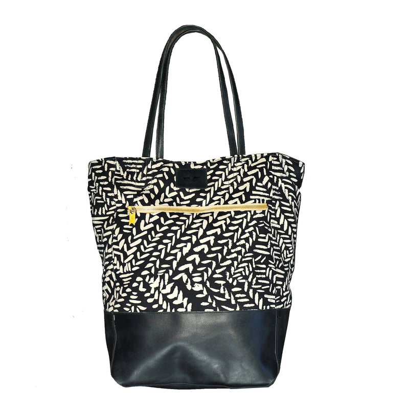Zippered Bucket Bag, Canvas and Leather
