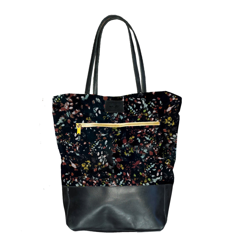 Zippered Bucket Bag, Canvas and Leather
