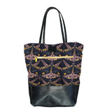 Zippered Bucket Bag, Canvas and Leather