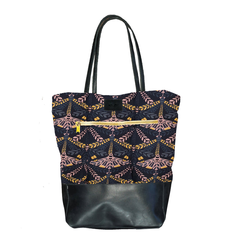 Zippered Bucket Bag, Canvas and Leather